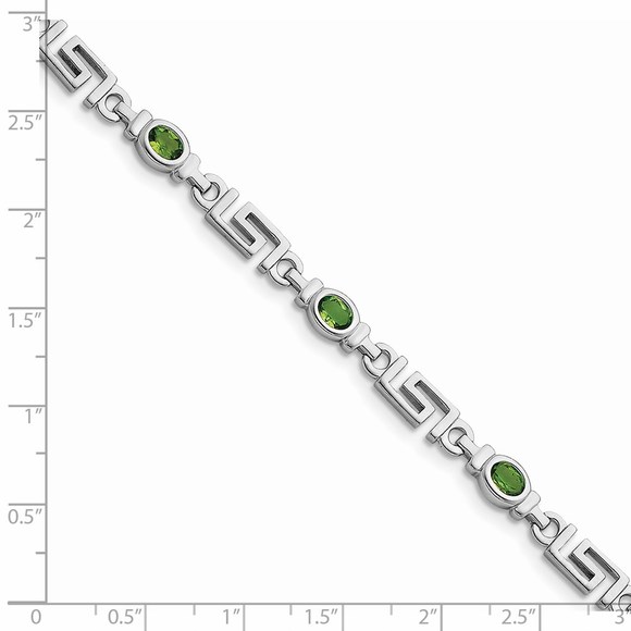 Sterling Silver Rhodium-plated Peridot August Birthstone Ladies Bracelet - Picture 4 of 5